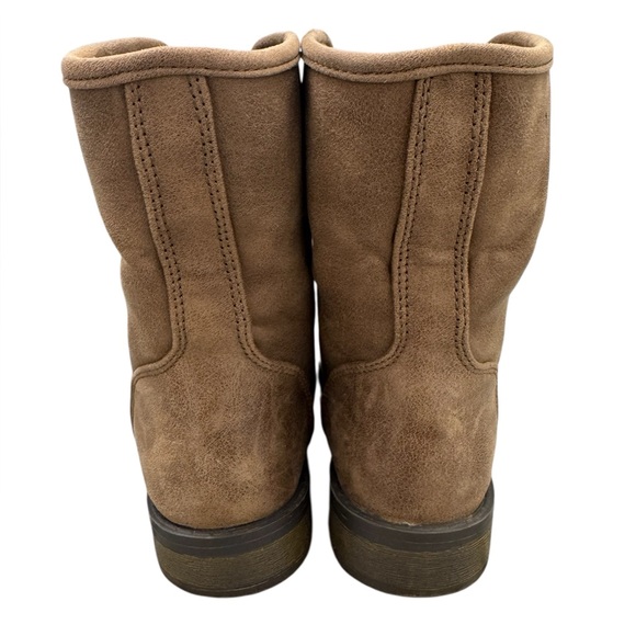 Self Esteem Tan Lace-Up Faux Fur Ankle Trim Boots Size 7 - Picture 3 of 10